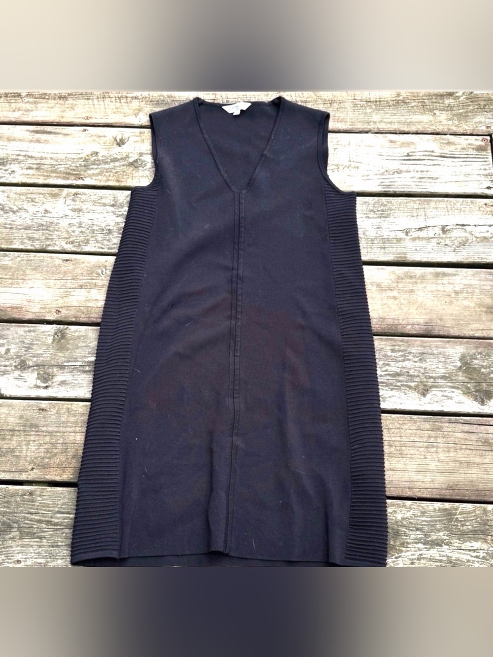L.K. Bennett Textured Knit Sleeveless Black Dress Size Medium